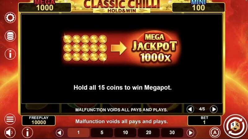Classic Chilli Hold & Win - các biểu tượng dính trong vòng giữ