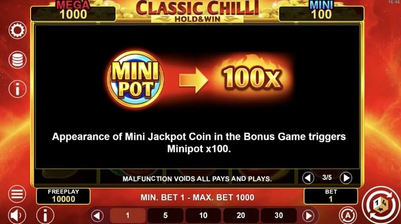 Classic Chilli Hold & Win - khởi động vòng Hold & Win